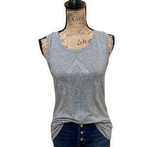 Vocal gray sequined patterned tank top